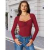 imageAvidlove Womens Sexy Sweetheart Neckline Bodysuit Tops Long Sleeve Double Lined Thong Body Suits Ruched OutfitsRed