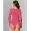 imageAvidlove Womens Sexy Sweetheart Neckline Bodysuit Tops Long Sleeve Double Lined Thong Body Suits Ruched OutfitsRose Red