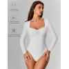 imageAvidlove Womens Sexy Sweetheart Neckline Bodysuit Tops Long Sleeve Double Lined Thong Body Suits Ruched OutfitsWhite