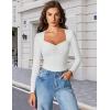 imageAvidlove Womens Sexy Sweetheart Neckline Bodysuit Tops Long Sleeve Double Lined Thong Body Suits Ruched OutfitsWhite