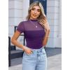 imageAvidlove Womens Short Sleeve Bodysuit Turtle Neck Body Suits Mesh One Piece Leotard Going Out Tops Date OutfitsDark Purple