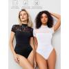 imageAvidlove Womens Short Sleeve Bodysuit Turtle Neck Body Suits Mesh One Piece Leotard Going Out Tops Date OutfitsLeopard