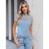 imageAvidlove Womens Short Sleeve Bodysuit Turtle Neck Body Suits Mesh One Piece Leotard Going Out Tops Date OutfitsLight Blue