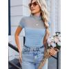 imageAvidlove Womens Short Sleeve Bodysuit Turtle Neck Body Suits Mesh One Piece Leotard Going Out Tops Date OutfitsLight Blue