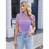imageAvidlove Womens Short Sleeve Bodysuit Turtle Neck Body Suits Mesh One Piece Leotard Going Out Tops Date OutfitsLilac