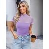 imageAvidlove Womens Short Sleeve Bodysuit Turtle Neck Body Suits Mesh One Piece Leotard Going Out Tops Date OutfitsLilac