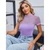 imageAvidlove Womens Short Sleeve Bodysuit Turtle Neck Body Suits Mesh One Piece Leotard Going Out Tops Date OutfitsLilac