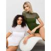 imageAvidlove Womens Short Sleeve Bodysuit Turtle Neck Body Suits Mesh One Piece Leotard Going Out Tops Date OutfitsOlive Green