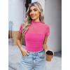 imageAvidlove Womens Short Sleeve Bodysuit Turtle Neck Body Suits Mesh One Piece Leotard Going Out Tops Date OutfitsPink
