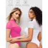 imageAvidlove Womens Short Sleeve Bodysuit Turtle Neck Body Suits Mesh One Piece Leotard Going Out Tops Date OutfitsPink