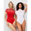 imageAvidlove Womens Short Sleeve Bodysuit Turtle Neck Body Suits Mesh One Piece Leotard Going Out Tops Date OutfitsRed