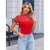 imageAvidlove Womens Short Sleeve Bodysuit Turtle Neck Body Suits Mesh One Piece Leotard Going Out Tops Date OutfitsRed