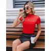 imageAvidlove Womens Short Sleeve Bodysuit Turtle Neck Body Suits Mesh One Piece Leotard Going Out Tops Date OutfitsRed
