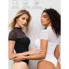 imageAvidlove Womens Short Sleeve Bodysuit Turtle Neck Body Suits Mesh One Piece Leotard Going Out Tops Date OutfitsWhite