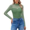 imageAvidlove Long Sleeve Bodysuits for Women Mock Neck Sheer Mesh Sleeve Bodysuit Double Lined Leotards Shirt Going Out TopMedium Grey