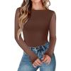 imageAvidlove Women Long Sleeve Body Suits Mesh Boat Neck Shapewear Bodysuit Crew Neck Leotards Going Out Tops Fall OutfitsBrown