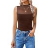 imageAvidlove Womens Mock Neck Mesh Bodysuit Ruched Tank Body Suits Top Sheer One Piece Going Out Tops Classy OutfitsBrown