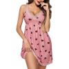 imageAvidlove Sexy Nightgown for Women Lace Sleepwear Babydoll Chemise Lingerie Full Slip Lingerie Dress XSmall Black Heart