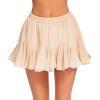 imageAvidlove Short Pleated Skirts Women Floral Layered Ruffles High Waist Swing Skirt Dress Beige Large