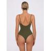imageAvidlove Body Suits for Womens Sexy Ruched V Neck Thong Bodysuit Backless Sleeveless Double Lined Cami Body Suit TopArmy Green