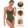 imageAvidlove Body Suits for Womens Sexy Ruched V Neck Thong Bodysuit Backless Sleeveless Double Lined Cami Body Suit TopArmy Green