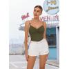 imageAvidlove Body Suits for Womens Sexy Ruched V Neck Thong Bodysuit Backless Sleeveless Double Lined Cami Body Suit TopArmy Green