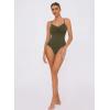 imageAvidlove Body Suits for Womens Sexy Ruched V Neck Thong Bodysuit Backless Sleeveless Double Lined Cami Body Suit TopArmy Green