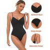 imageAvidlove Body Suits for Womens Sexy Ruched V Neck Thong Bodysuit Backless Sleeveless Double Lined Cami Body Suit TopBlack