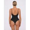 imageAvidlove Body Suits for Womens Sexy Ruched V Neck Thong Bodysuit Backless Sleeveless Double Lined Cami Body Suit TopBlack