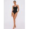 imageAvidlove Body Suits for Womens Sexy Ruched V Neck Thong Bodysuit Backless Sleeveless Double Lined Cami Body Suit TopBlack