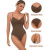 imageAvidlove Body Suits for Womens Sexy Ruched V Neck Thong Bodysuit Backless Sleeveless Double Lined Cami Body Suit TopBrown