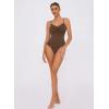 imageAvidlove Body Suits for Womens Sexy Ruched V Neck Thong Bodysuit Backless Sleeveless Double Lined Cami Body Suit TopBrown