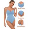 imageAvidlove Body Suits for Womens Sexy Ruched V Neck Thong Bodysuit Backless Sleeveless Double Lined Cami Body Suit TopLight Blue