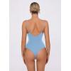 imageAvidlove Body Suits for Womens Sexy Ruched V Neck Thong Bodysuit Backless Sleeveless Double Lined Cami Body Suit TopLight Blue