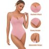 imageAvidlove Body Suits for Womens Sexy Ruched V Neck Thong Bodysuit Backless Sleeveless Double Lined Cami Body Suit TopLight Pink