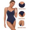 imageAvidlove Body Suits for Womens Sexy Ruched V Neck Thong Bodysuit Backless Sleeveless Double Lined Cami Body Suit TopNavy Blue