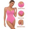 imageAvidlove Body Suits for Womens Sexy Ruched V Neck Thong Bodysuit Backless Sleeveless Double Lined Cami Body Suit TopPink