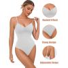 imageAvidlove Body Suits for Womens Sexy Ruched V Neck Thong Bodysuit Backless Sleeveless Double Lined Cami Body Suit TopWhite