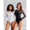 imageAvidlove Bodysuits for Women Long Sleeve Crew Neck Body Suit One Piece Sheer Leotard Twist Knot Going Out TopsBlack