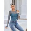 imageAvidlove Bodysuits for Women Long Sleeve Crew Neck Body Suit One Piece Sheer Leotard Twist Knot Going Out TopsCottage Blue