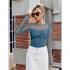 imageAvidlove Bodysuits for Women Long Sleeve Crew Neck Body Suit One Piece Sheer Leotard Twist Knot Going Out TopsCottage Blue