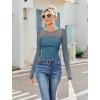 imageAvidlove Bodysuits for Women Long Sleeve Crew Neck Body Suit One Piece Sheer Leotard Twist Knot Going Out TopsCottage Blue