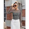 imageAvidlove Bodysuits for Women Long Sleeve Crew Neck Body Suit One Piece Sheer Leotard Twist Knot Going Out TopsGray
