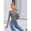imageAvidlove Bodysuits for Women Long Sleeve Crew Neck Body Suit One Piece Sheer Leotard Twist Knot Going Out TopsGray