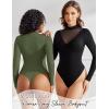 imageAvidlove Bodysuits for Women Long Sleeve Going Out Tops Mock Turtleneck Body Suits Double Lined Leotard ShirtsBlack