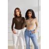 imageAvidlove Bodysuits for Women Long Sleeve Going Out Tops Mock Turtleneck Body Suits Double Lined Leotard ShirtsBrown