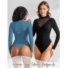 imageAvidlove Bodysuits for Women Long Sleeve Going Out Tops Mock Turtleneck Body Suits Double Lined Leotard ShirtsCottage Blue