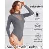 imageAvidlove Bodysuits for Women Long Sleeve Going Out Tops Mock Turtleneck Body Suits Double Lined Leotard ShirtsGrey