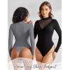 imageAvidlove Bodysuits for Women Long Sleeve Going Out Tops Mock Turtleneck Body Suits Double Lined Leotard ShirtsGrey