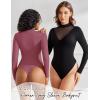 imageAvidlove Bodysuits for Women Long Sleeve Going Out Tops Mock Turtleneck Body Suits Double Lined Leotard ShirtsPale Violet Red
